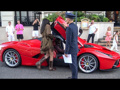 LEONARDO DEL VECCHIO leaving with his NEW FERRARI LAFERRARI at Hotel de Paris in Monaco!!