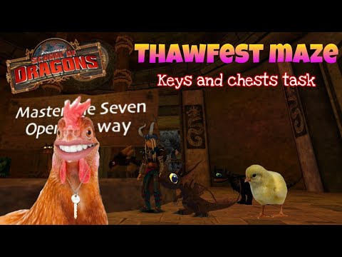 School of Dragons: Thawfest event 2022 ~ Thawfest maze ~ Chicken task ( Keys and Chests tutorial)