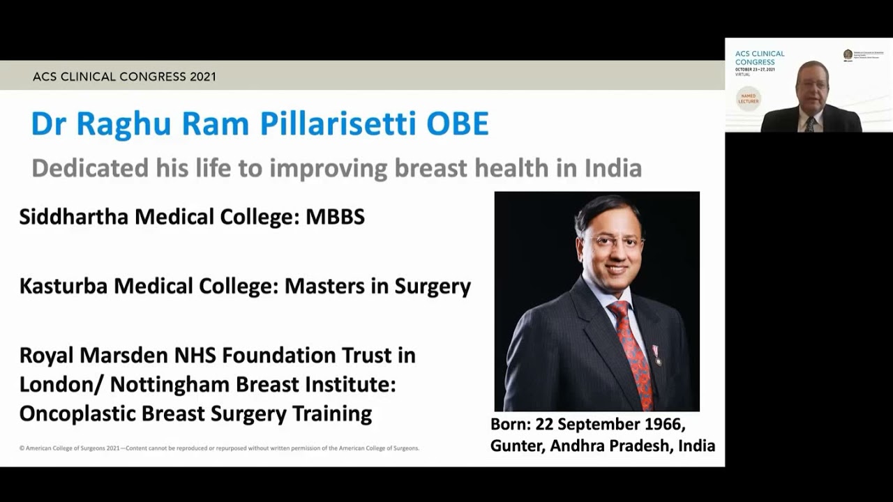 Introduction to “Distinguished Lecture”, Annual Congress, American College of Surgeons, 27 Oct 2021