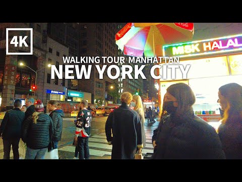 [4K] NEW YORK CITY - Evening Walk Manhattan, 5th Avenue and 32nd Street(Korea Way), Travel, NYC, USA