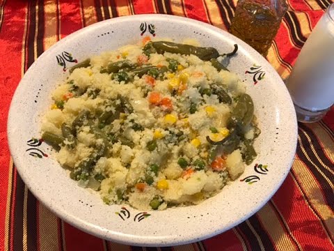 Algerian Couscous with Steamed Vegetables called Amekfoul or Amekhlout in Kabyle