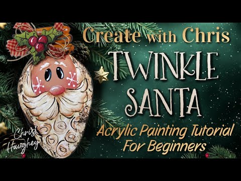 Twinkle Santa Ornament Acrylic Painting Tutorial by Chris Haughey