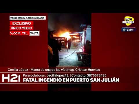 Fatal incendio en Puerto San Julián. La mamá de una de las víctimas fatales, Cristian Huertas.