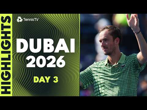 Draper Battles Rinderknech; Medvedev vs Wawrinka & More 💥 | Dubai 2026 Highlights Day 3