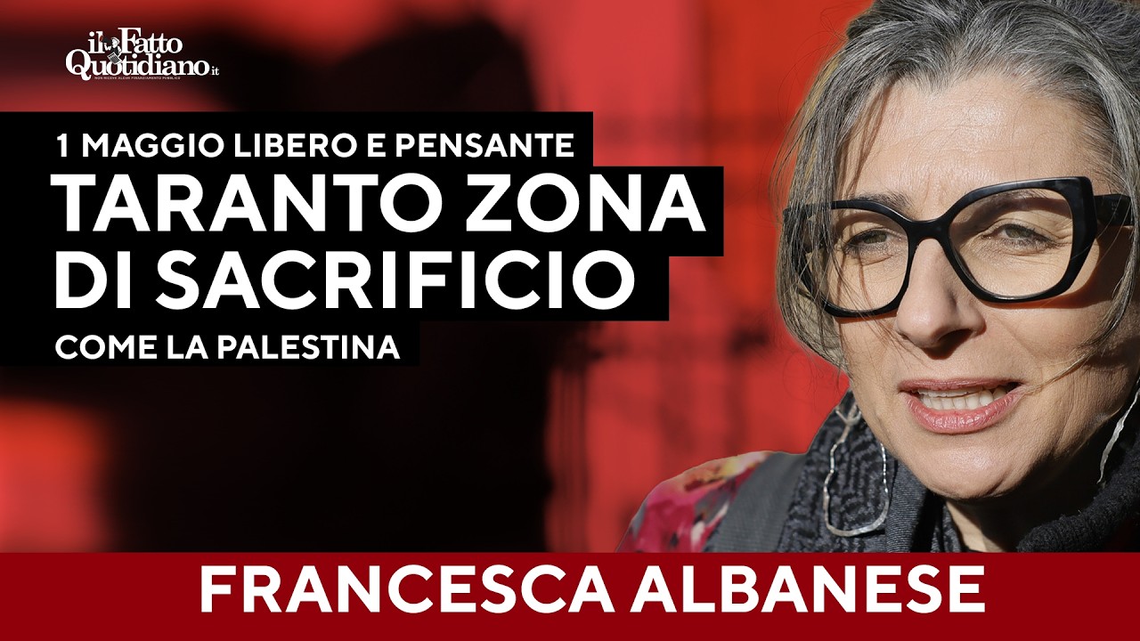 "Taranto come la Palesina è zona di sacrificio": Francesca Albanese al 1 maggio