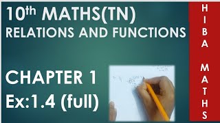 10th maths chapter 1 exercise 1.4 relations and functions full Answers tn samacheer hiba maths