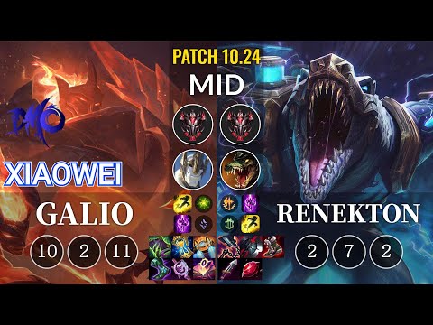 DMO Xiaowei Galio vs Renekton Mid - KR Patch 10.24