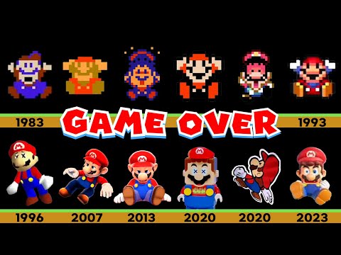 Evolution of Super Mario Death animations and Game Over Screens (1983~2023, Game and LEGO)