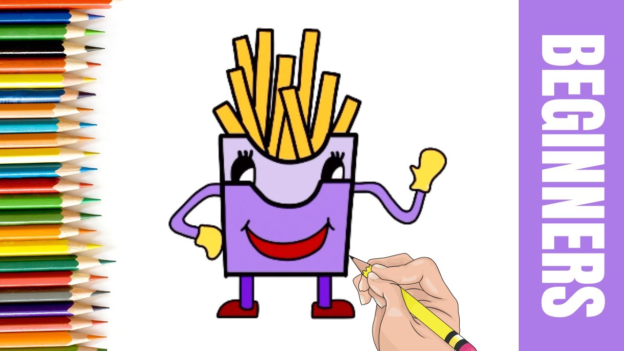 How To Draw Funny French Fries | KIDS Fun Tutorial