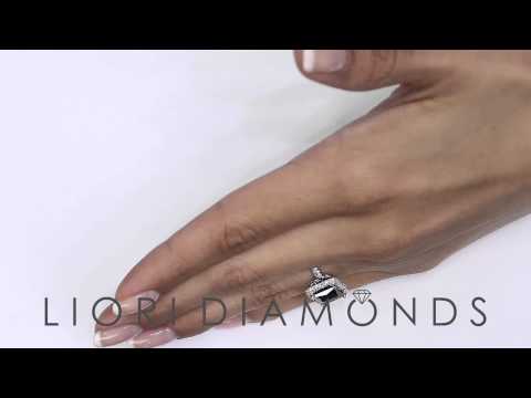 BDR- 009 - 3.38 Carat Princess Cut Natural Black Diamond Engagement Ring 18k White Gold