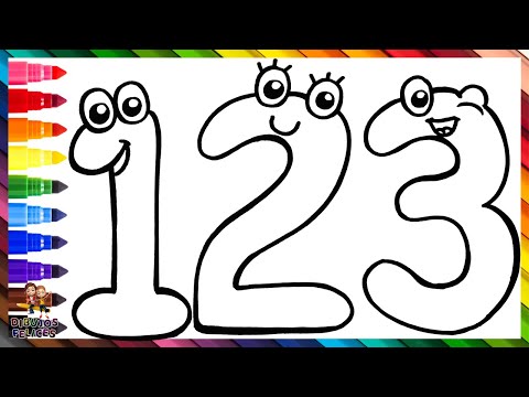 Dibuja Y Colorea Los Números 1, 2 Y 3 🔢 Aprende Los Números 🌈 Dibujos Para Niños