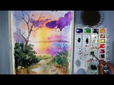 How to Paint Sunset in Watercolor Video
