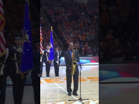 Saxophonist Gregory Tardy performing National Anthem