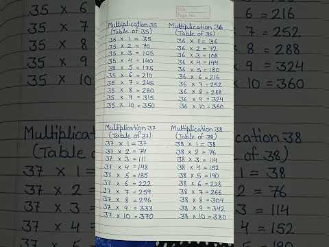 multiplication of 35,36,37, 38 #table #trending #viral  #ytshorts #video #youtubeshorts