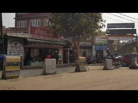 Kathmandu streets and running boy