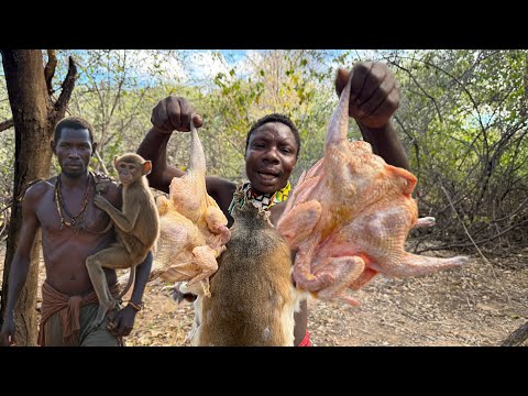 Discover Hadzabe Wild Hunt and Cooking | monkey eating tribe