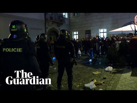 England fans clash with Prague police before defeat to Czech Republic