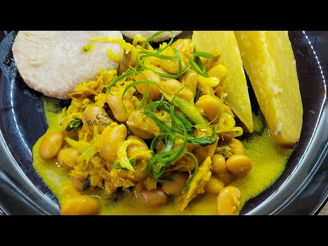 Oat and Sweet Potato Dumplings with Coconut Curry Broad Beans & Saltfish