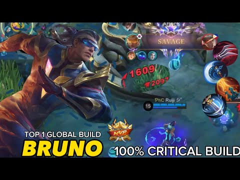 SAVAGE!! ONE SHOT BUILD BRUNO CRAZY CRITICAL DAMAGE!! TOP 1 GLOBAL BUILD | FULL GAMEPLAY | Ruiji YT