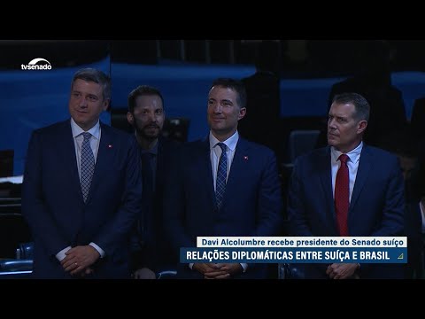 Davi recebe presidente do Senado suíço e debate acordo Mercosul-UE e OCDE