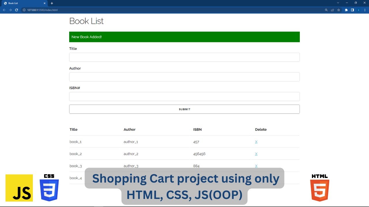 04. Build a Book List App in HTML, CSS & JavaScript with LocalStorage