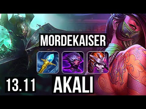 MORDEKAISER vs AKALI (TOP) | 1.0M mastery, 300+ games | KR Diamond | 13.11