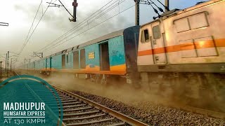 preview picture of video 'Furious Wap7 Led Madhupur Humsafar creates Dust Storm at 130 Kmph'