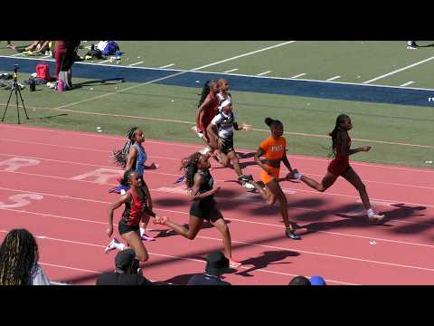 Saddle up Invitational . Girl's 100m. close finish in final heat