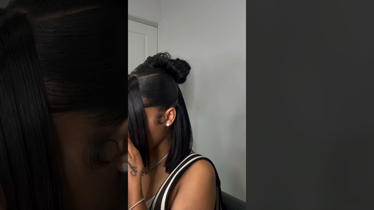 3d half up half down two bangs. #subellahair #humanhairwig #hairstyle #wigtutorial