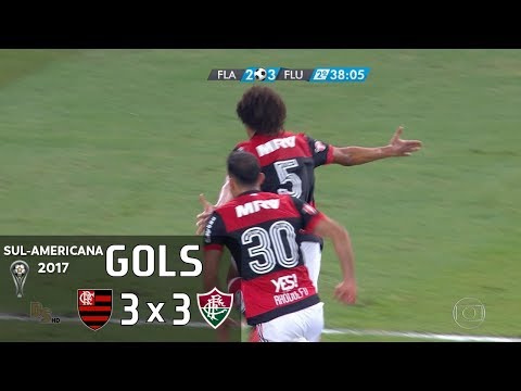 Gols - Flamengo 3 x 3 Fluminense - Sul-Americana 2017 - Globo HD