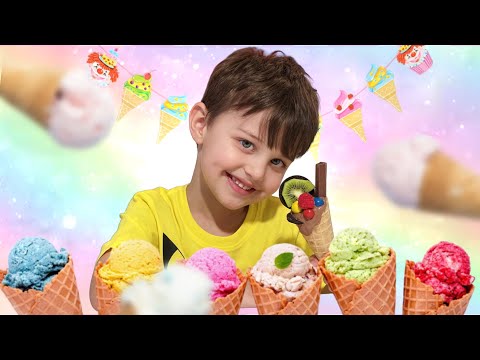Ali Akel macht Eis mit M&Ms Marshmella Oreo Kiwi Banane Erdbeere Blaubeere| Мороженое| Ice cream