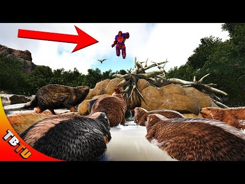 RAIDING BEAVER DAMS AND GETTING ATTACK FROM THE SKY! Ark Ragnarok NPC Bush People E5