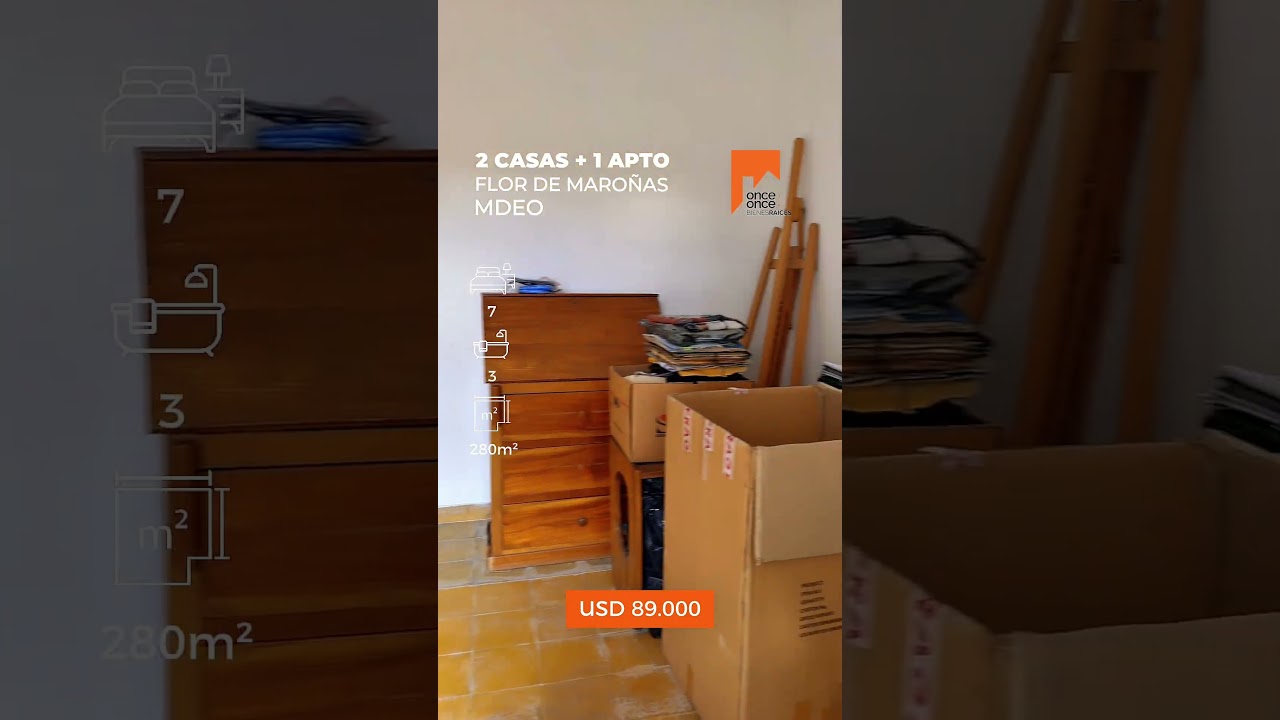 RESERVADA! 2 Casas + 1 Apto en Venta – Flor de Maroñas – 13% de renta aprox - Video