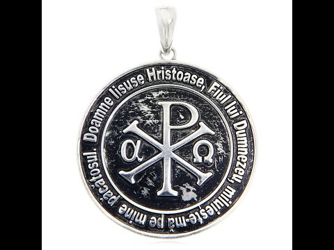  Pandantiv 3.5 cm Argint 925 Hristos - XP (Chi-Rho) Inceputul si Sfarsitul - IC XC NI KA Iisus Hristos Invinge cu Rugaciunea Inimii