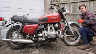 Download the video "1975 Honda 1000cc Motorcycle Sat 25+ Years Untouched"