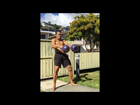 Double 20 kg. Kettlebell Snatch Thruster