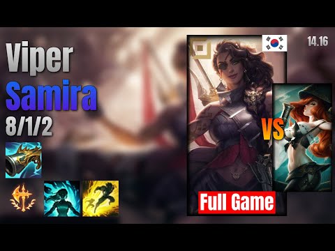 Viper Adc Samira vs Miss Fortune lol KR solo rank Full Game 14.16
