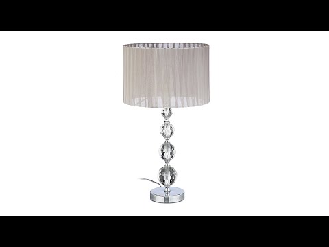 Nachttischlampe Kristall Beige - Silber - Glas - Metall - Textil - 30 x 53 x 30 cm
