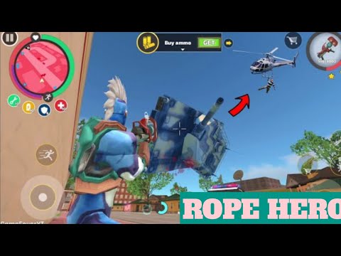 Rope Hero Vice Town (43 tons army tankthrow on police helicopter) powerfulGravity Gun - HD