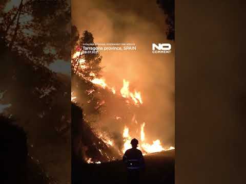 Video Thumbnail: Spain heatwave fuels raging wildfire in Catalan national park #shorts #nocomment #spain #fire