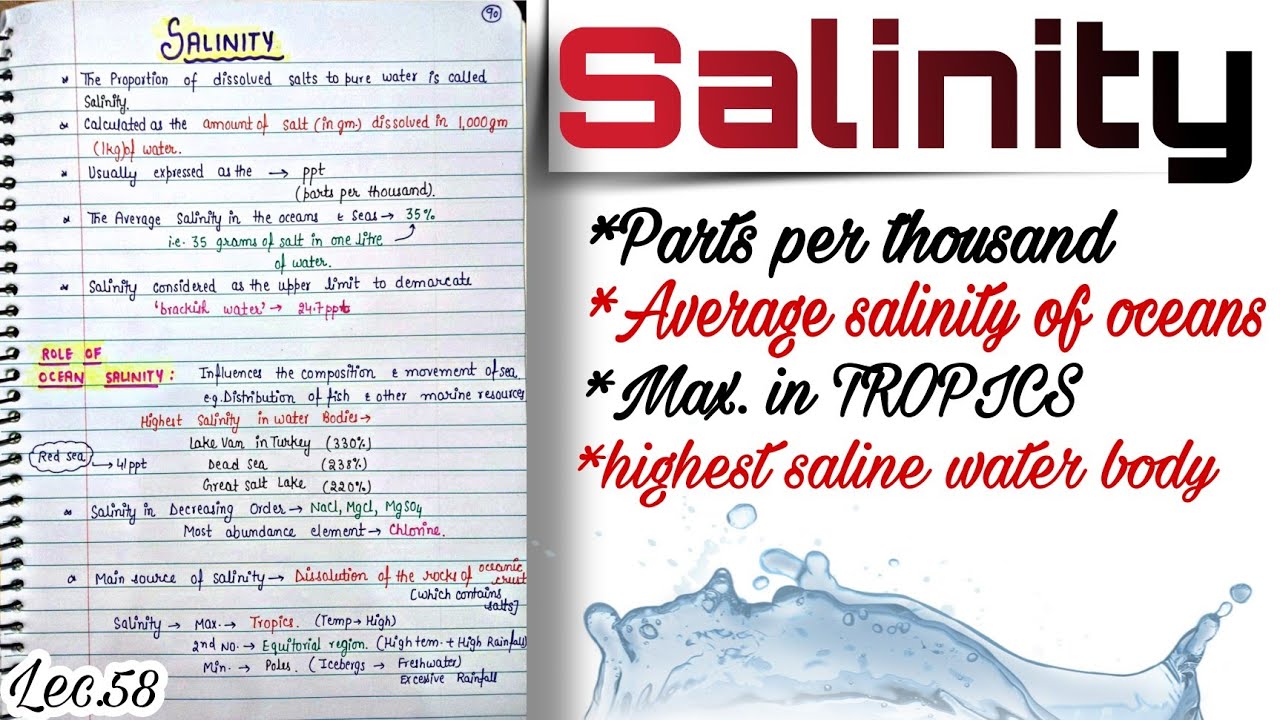 Salinity || World Geography || Handwritten notes || Lec.58 || An Aspirant !