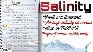 Salinity || World Geography || Handwritten notes || Lec.58 || An Aspirant !