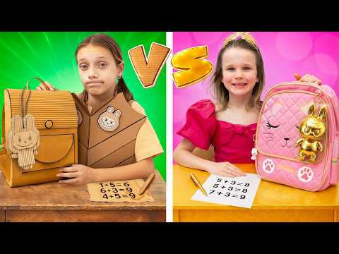 Luxury vs Cardboard | What School Is Better? ✨📦🏫