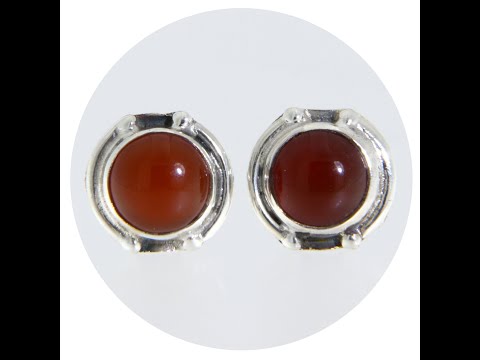 Cercei Argint 925 Stud Surub Carneol Natural - Simplitate si Energie