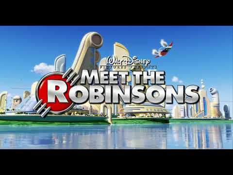 Meet the Robinsons scene of the Robinson family gathered around the dinner table with frogs playing above