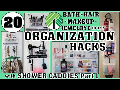 Part of a video titled DOLLAR TREE SHOWER CADDY HACKS FOR BATH ... - YouTube
