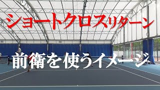 テニス ショートクロスリターン、前衛を使うイメージ  Tennis Image to use short cross return for vanguard