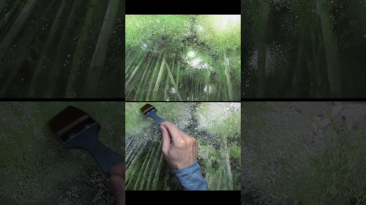 [水彩で描く竹林、木漏れ日と風の道] 水彩画　ショート動画　 Masato Watanabe #水彩メイキング #watercolor #水彩画 #painting