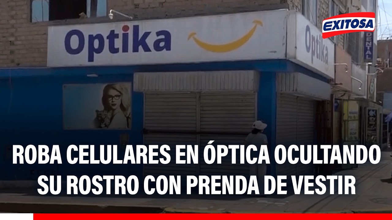 🔴🔵 Roba celulares en óptica ocultando su rostro con prenda de vestir