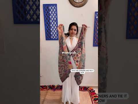 #coralpista Shawl to Cardigan how to convert a basic shawl to cardigan fashion hack lifestyle silk